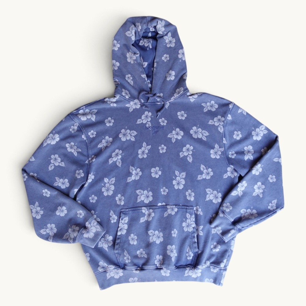 Gap x Disney Lilo & Stitch Floral Heavyweight Hoodie Blue M Tall